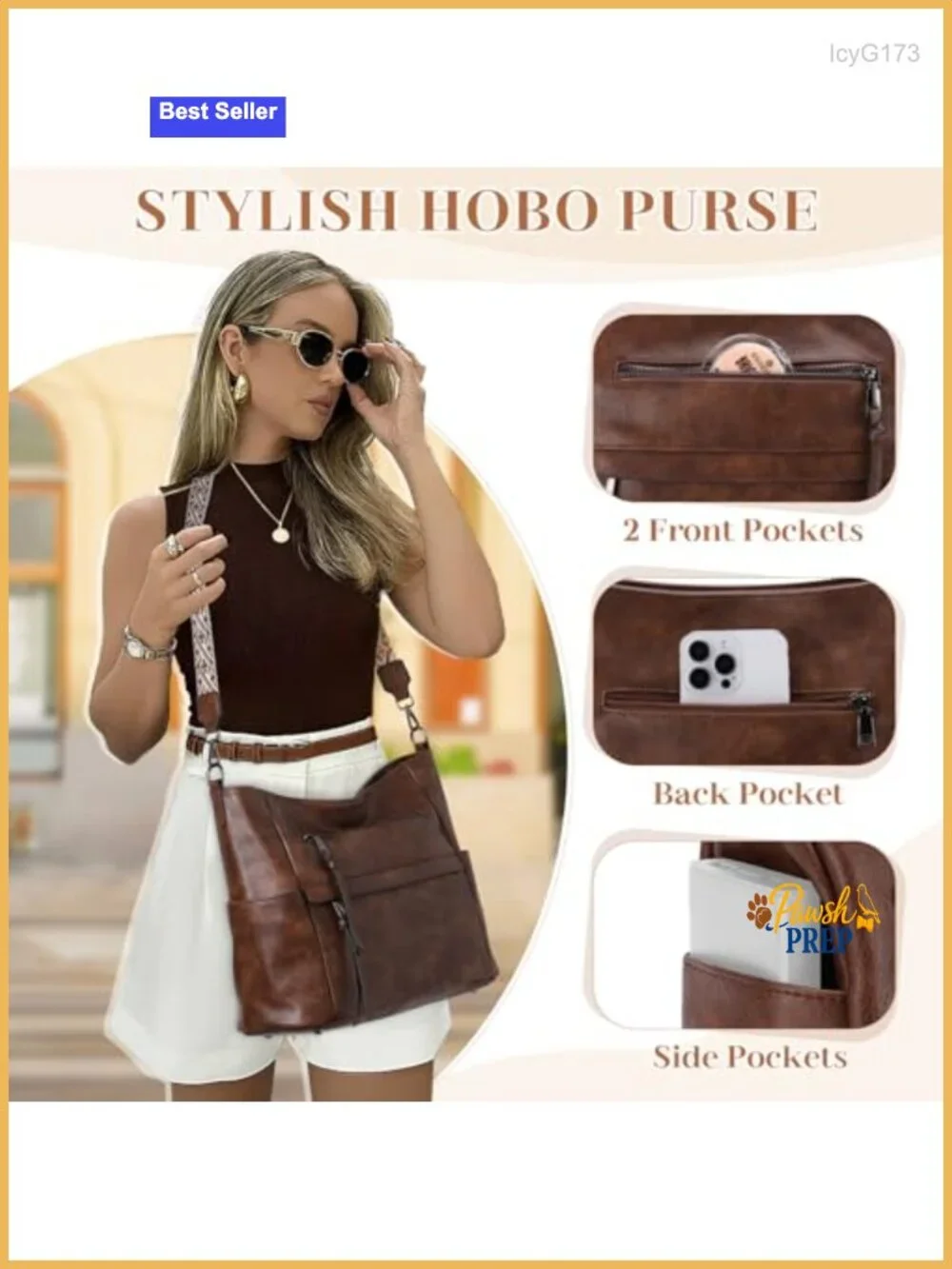 Vegan Leather Hobo Bag with Crossbody Guitar Strap and Wallet Set